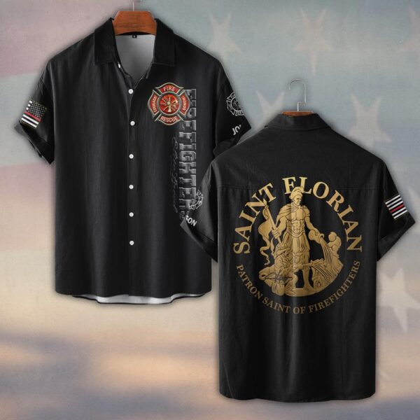 Custom Name Saint Florian #DQH0206 - Short Sleeve Button Shirt