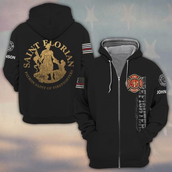 Custom Name Saint Florian #DQH0206 - Zip Hoodie