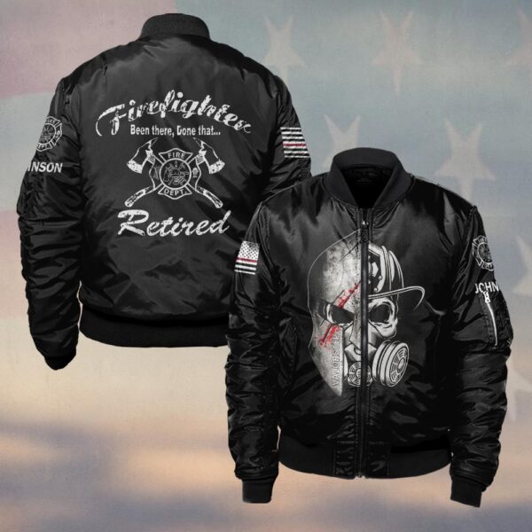 Custom Name Retired Firefighter Warrior #DQH0207 - Bomber Jacket