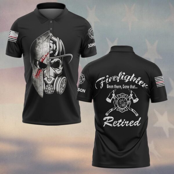 Custom Name Retired Firefighter Warrior #DQH0207 - Polo