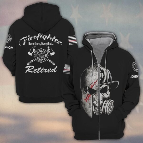 Custom Name Retired Firefighter Warrior #DQH0207 - Zip Hoodie