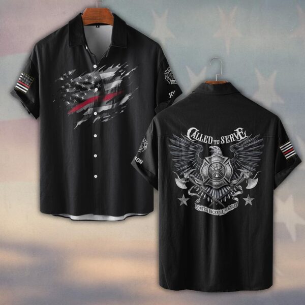 Custom Name American Pride, Called to Service #DQH0208 - Short Sleeve Button Shirt