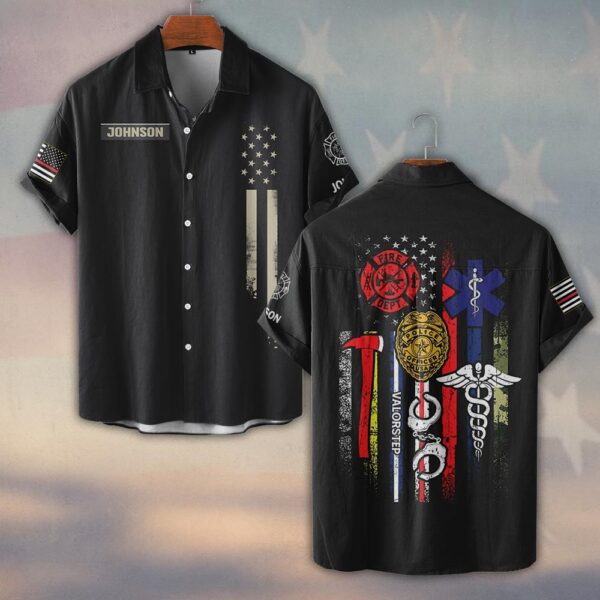 Custom Name United First Responders #DQH0210 - Short Sleeve Button Shirt