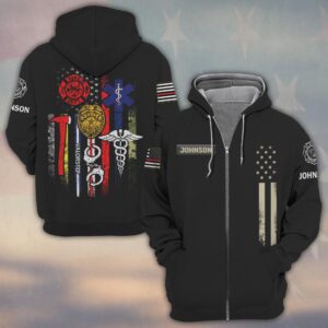 Custom Name United First Responders #DQH0210 - Zip Hoodie