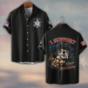 Custom Name Bulldog EMT First Responder Support #DQH0211 - Short Sleeve Button Shirt