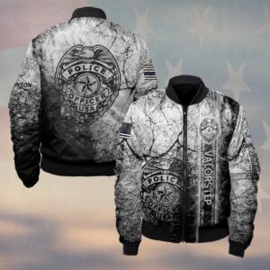Custom Text Police Badge – Honor & Duty Edition #DQH0213 - Bomber Jacket