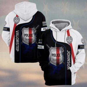 Custom Text Police Shield - Valor Line Edition #DQH0214 - Hoodie
