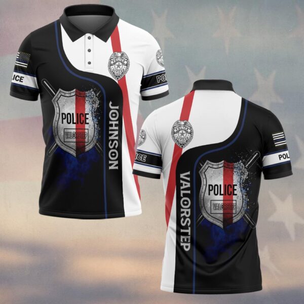 Custom Text Police Shield - Valor Line Edition #DQH0214 - Polo
