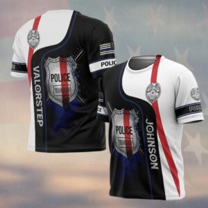 Custom Text Police Shield - Valor Line Edition #DQH0214 - T-shirt