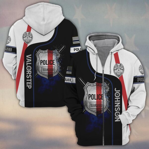 Custom Text Police Shield - Valor Line Edition #DQH0214 - Zip Hoodie