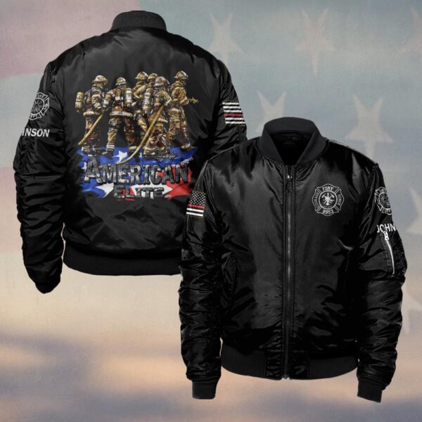Custom Name & Dept & Number Firefighter American Elite #DQH0215 - Bomber Jacket