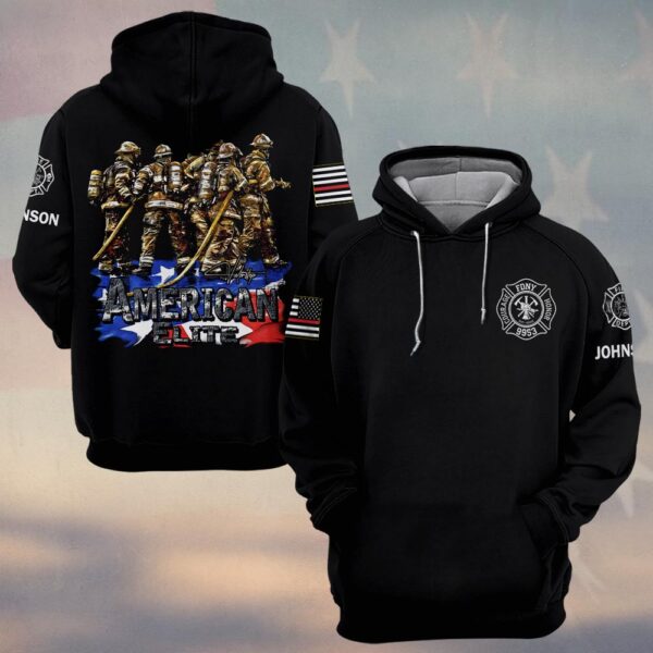 Custom Name & Dept & Number Firefighter American Elite #DQH0215 - Hoodie