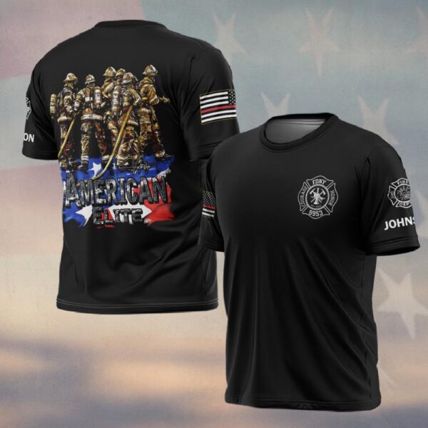 Custom Name & Dept & Number Firefighter American Elite #DQH0215 - T-shirt