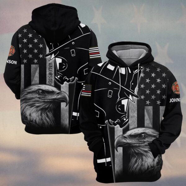 Custom Text Eagle & Helmet Firefighter #DQH0216 - Hoodie