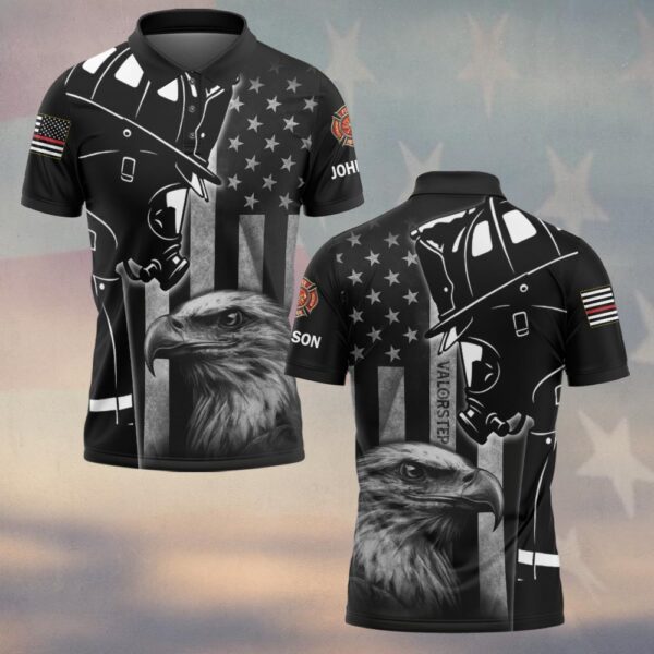 Custom Text Eagle & Helmet Firefighter #DQH0216 - Polo