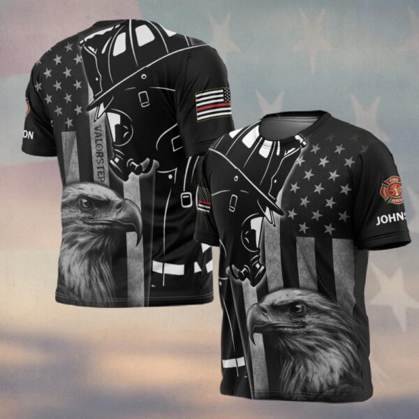 Custom Text Eagle & Helmet Firefighter #DQH0216 - T-shirt