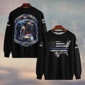Custom Text Police Bring On The Night America Backbone #DQH0217 - Sweatshirt