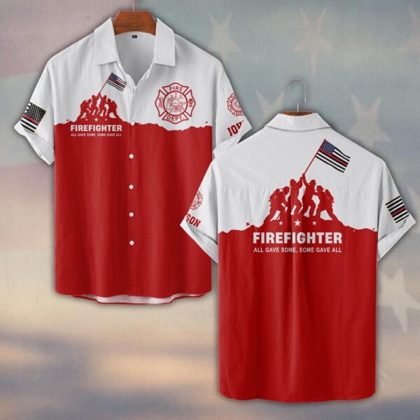 Custom Name Firefighter Honor Shirt All Gave Some, Some Gave All #DQH0219 - Short Sleeve Button Shirt