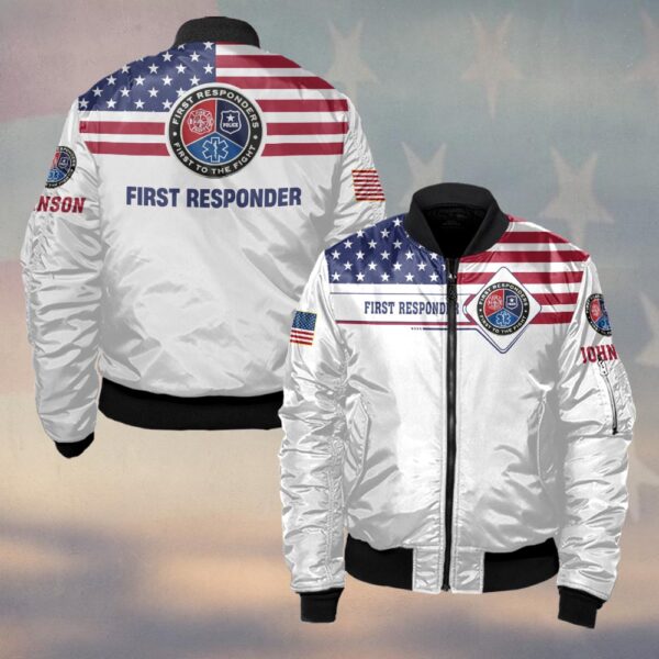 Custom Name United We Serve Thin Line Collection #DQH0220 - Bomber Jacket
