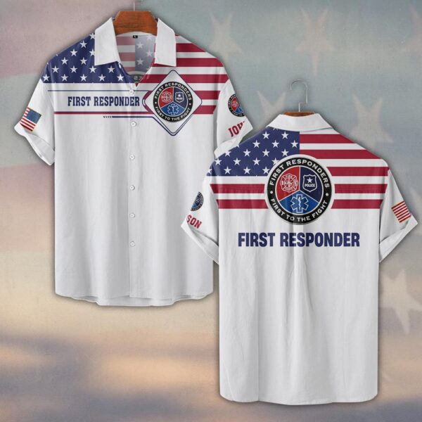 Custom Name United We Serve Thin Line Collection #DQH0220 - Short Sleeve Button Shirt
