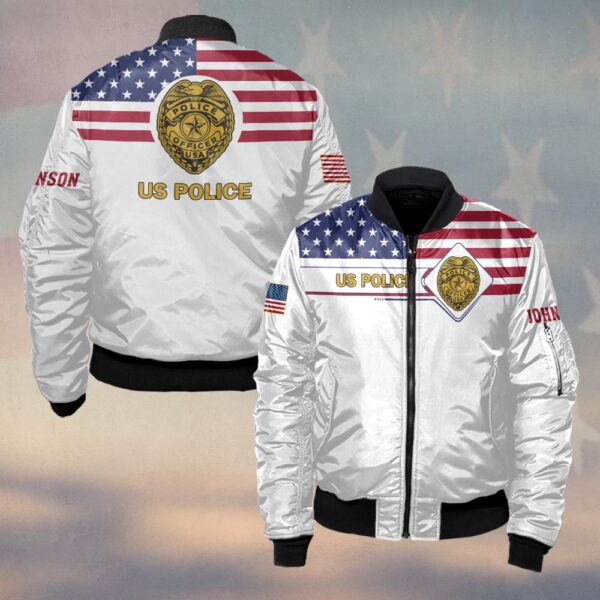 Custom Text Proud to Serve – US Police Edition #DQH0221 - Bomber Jacket