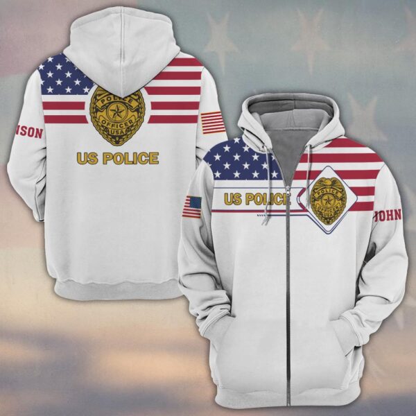 Custom Text Proud to Serve – US Police Edition #DQH0221 - Zip Hoodie