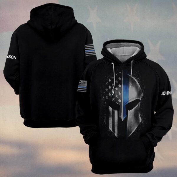 Custom Text Blessed Peacemakers Blue Line Flag #DQH0222 - Hoodie