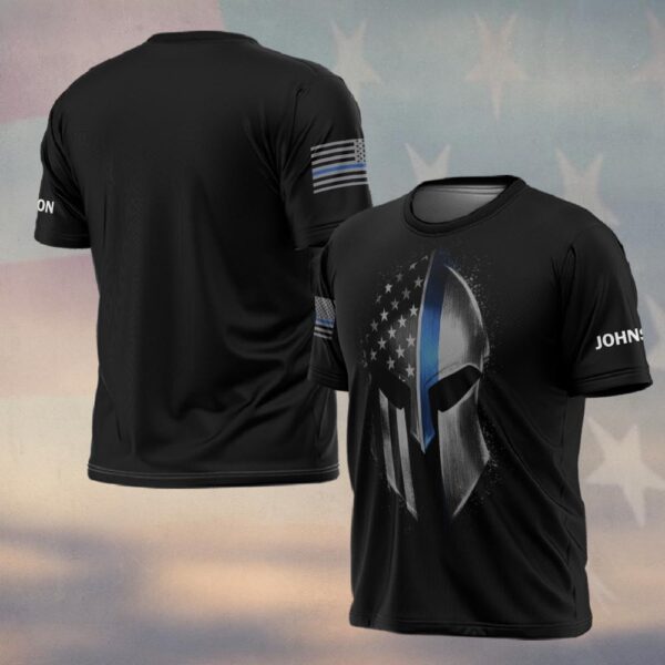 Custom Text Blessed Peacemakers Blue Line Flag #DQH0222 - T-shirt