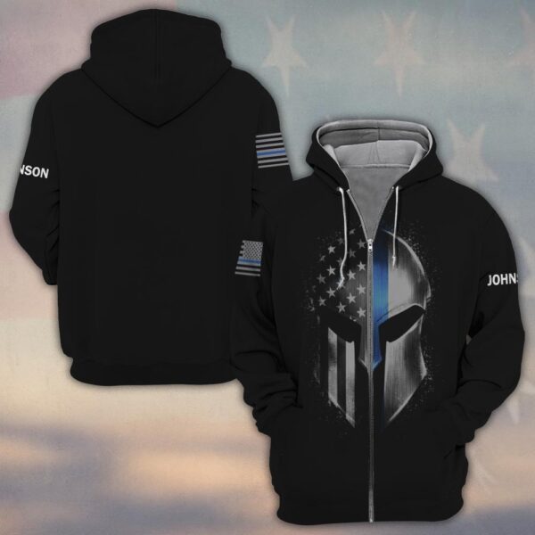 Custom Text Blessed Peacemakers Blue Line Flag #DQH0222 - Zip Hoodie