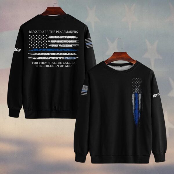 Custom Text Blue Line Spartan Police #DQH0223 - Sweatshirt