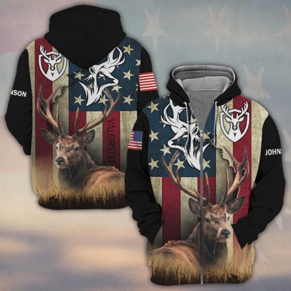 Custom Text America Hunter Pride #DQH0224 - Zip Hoodie