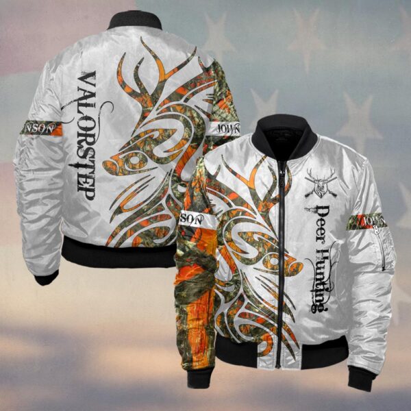Custom Text Camo Tribal Deer Into The Woods #DQH0225 - Bomber Jacket