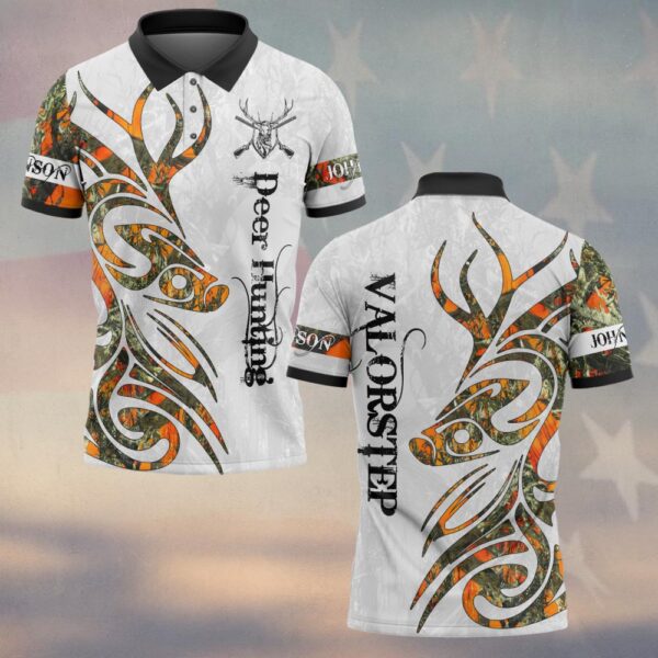 Custom Text Camo Tribal Deer Into The Woods #DQH0225 - Polo