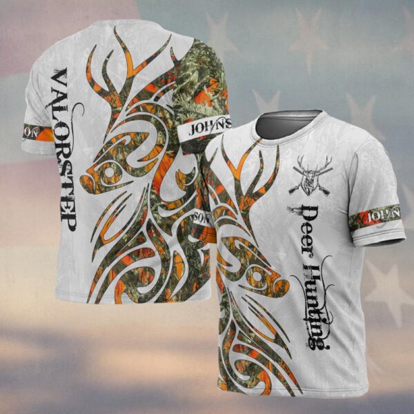 Custom Text Camo Tribal Deer Into The Woods #DQH0225 - T-shirt