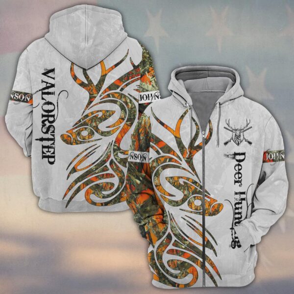 Custom Text Camo Tribal Deer Into The Woods #DQH0225 - Zip Hoodie