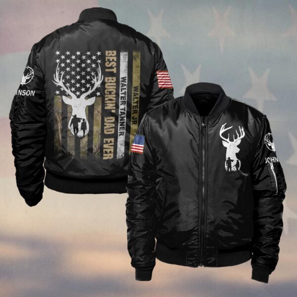 Custom Name Proud Best Buckin' Dad Ever #DQH0227 - Bomber Jacket