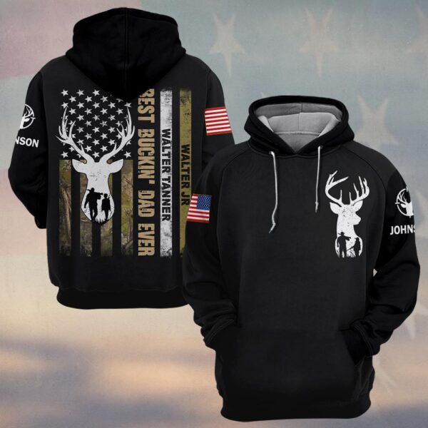 Custom Name Proud Best Buckin' Dad Ever #DQH0227 - Hoodie