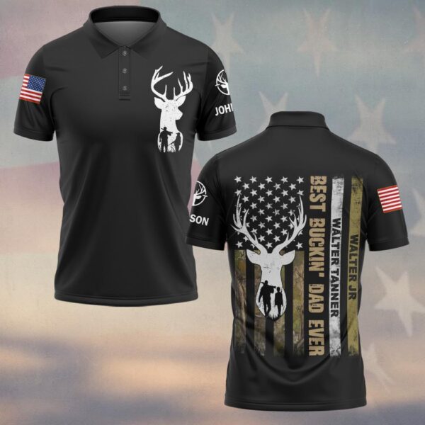 Custom Name Proud Best Buckin' Dad Ever #DQH0227 - Polo