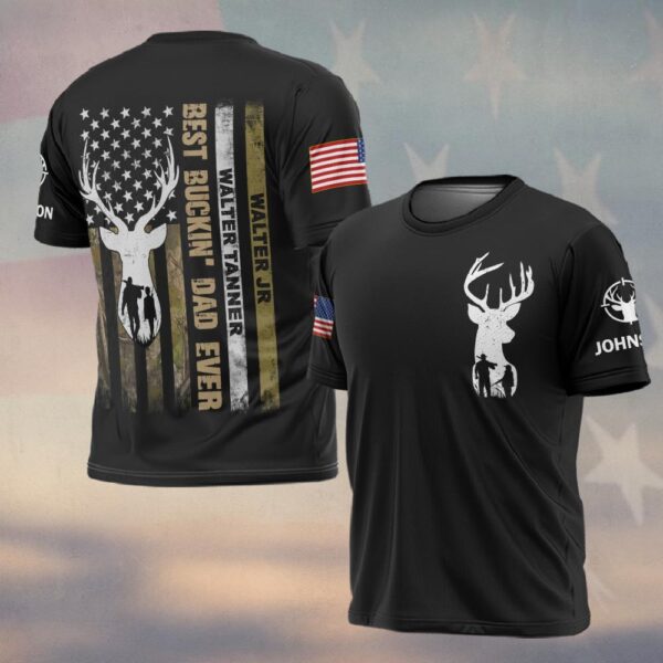 Custom Name Proud Best Buckin' Dad Ever #DQH0227 - T-shirt