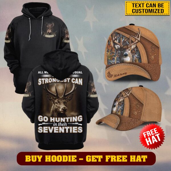 Custom Text Strongest in Their Seventies #DQH0229 - Buy Hoodie Get Free Hat