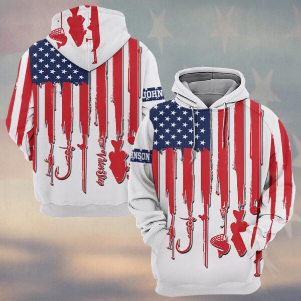 Custom Text Patriotic Angler 3D Fishing #DQH0230 - Hoodie