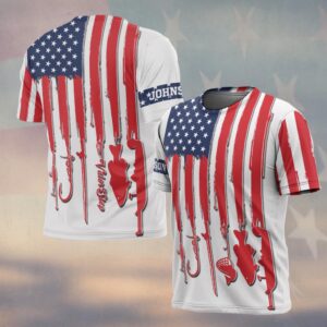 Custom Text Patriotic Angler 3D Fishing #DQH0230 - T-shirt