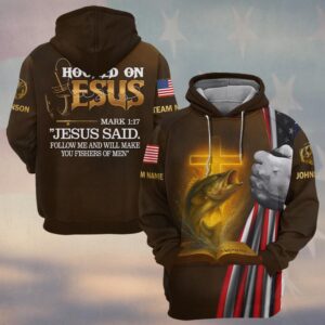 Custom Team & Text Hooked on Jesus – Christian Fishing #DQH0231 - Hoodie