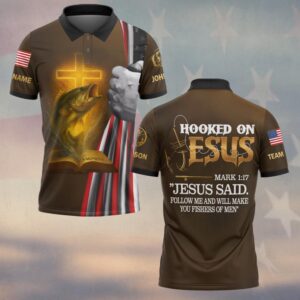 Custom Team & Text Hooked on Jesus – Christian Fishing #DQH0231 - Polo