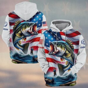 Custom Team & Text American Bass Hunter 3D Fishing #DQH0232 - Hoodie