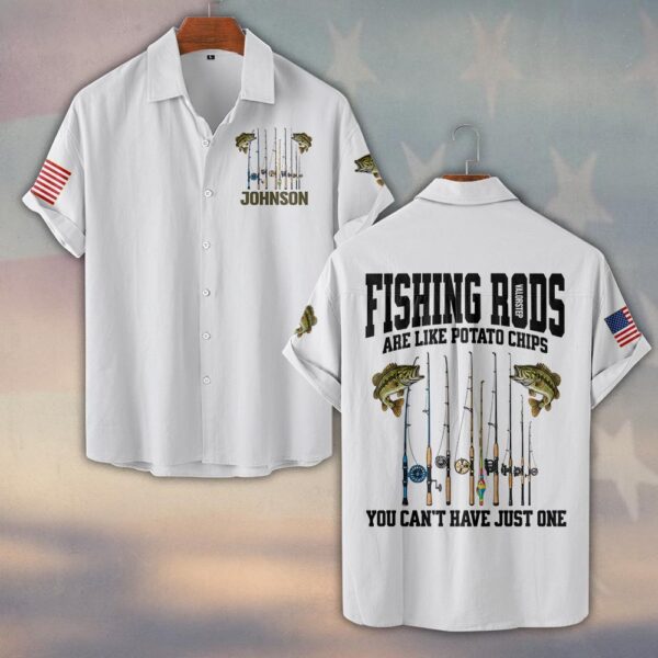 Custom Text Can’t Have Just One – Funny Fishing #DQH0233 - Short Sleeve Button Shirt
