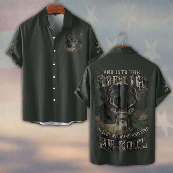 Custom Name And Into The Forest I Go To Lose My Mind And Find My Soul Hunting #DQH0234 - Short Sleeve Button Shirt