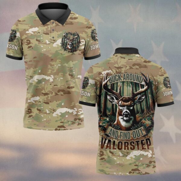 Custom Name Buck Around And Find Out Hunting #DQH0238 - Polo