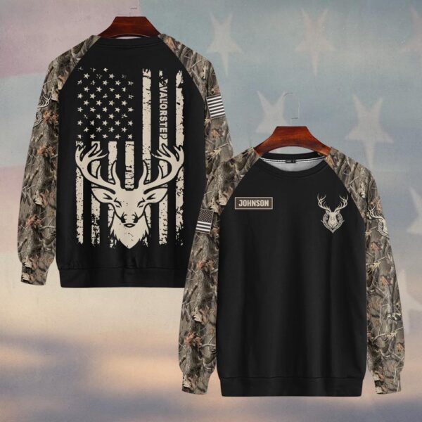 Custom Name Patriotic Deer Flag Camo #DQH0240 - Sweatshirt