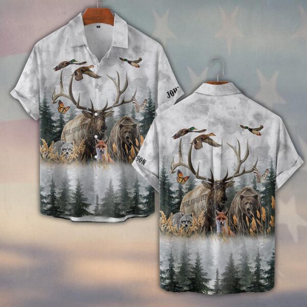Custom Name Nature's Crew Hunting Edition #DQH0241 - Short Sleeve Button Shirt